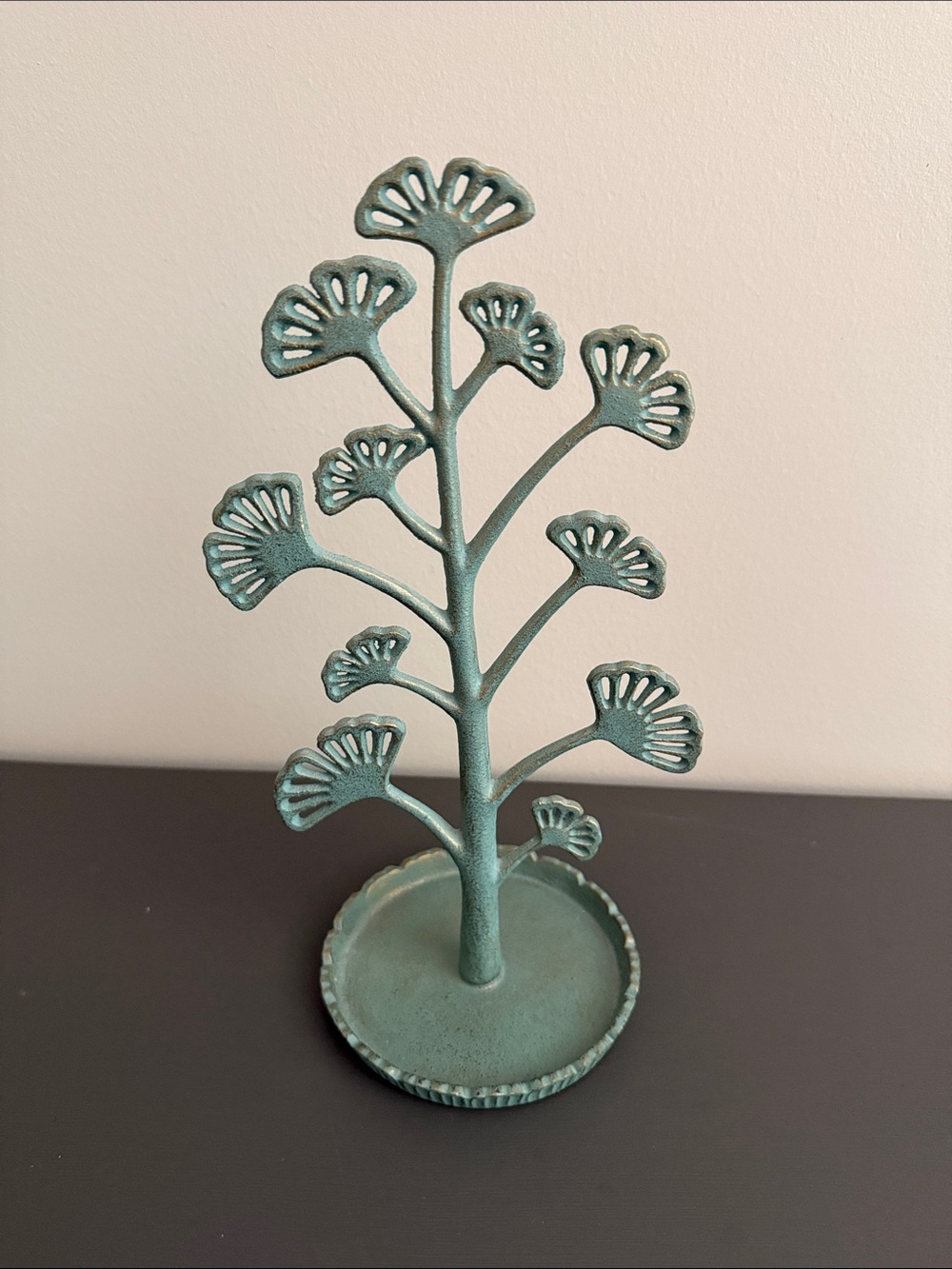 Pier 1 Gingko Leaf Metal Jewelry Tree - Teal Green